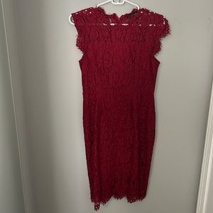 Merokeety lace floral elegant cocktail dress - Red
